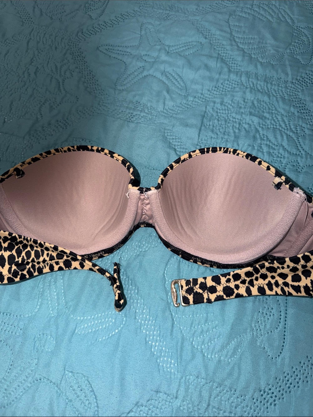 Victoria's Secret Leopard Print Strapless Bikini - Tan and Black - Picture 6 of 6
